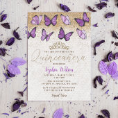 Paars Glitter Butterfly Quinceañera Kaart