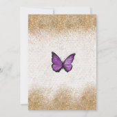 Paars Glitter Butterfly Quinceañera Kaart (Achterkant)