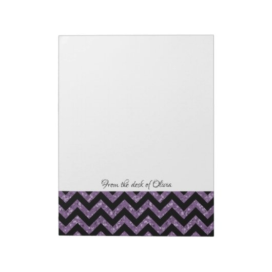 Paars Glitter Chevron Notitieblok (Linkerzijde)