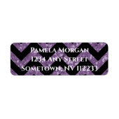 Paars Glitter Chevron Return-adreslabel Etiket (Voorkant)