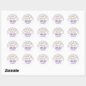 Paars Glitter Confetti Afstuderen 2022 Ronde Sticker (Vel)