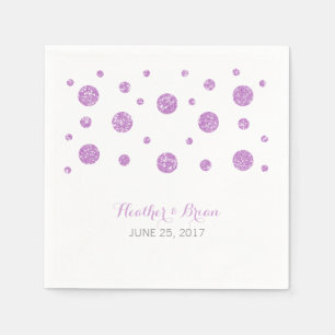 Paars Glitter Confetti Wedding Paper Napkins Servetten
