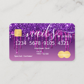 Paars Glitter Drip Nails Credit Visitekaartje