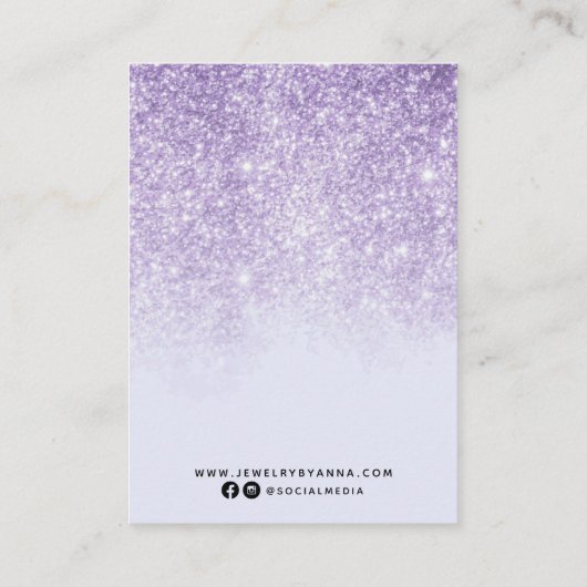 Paars Glitter Earring Display Visitekaartje (Achterkant)