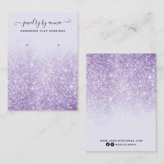 Paars Glitter Earring Display Visitekaartje (Voorkant / Achterkant)