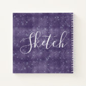 Paars Glitter Elegant Script Jouw naam Sketchbook Notitieboek (Achterkant)