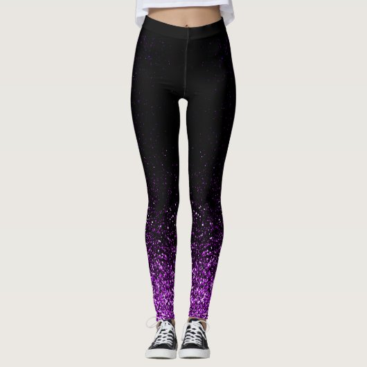 Paars Glitter Fading to Black Leggings (Voorkant)