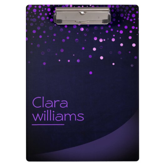 Paars Glitter Faux Sparkle Confetti Modern Klembord (Voorkant)