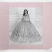 Paars Glitter Foto Quinceanera Trivoudig Drieluik Programma (Binnenkant midden)