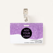 Paars glitter fotocode logo badge (Achterkant met clip)