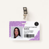 Paars glitter fotocode logo badge (Voorkant met clip)