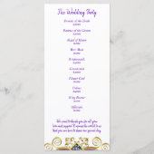 Paars Glitter Gold Gemstone Wedding Programme Programmakaart (Achterkant)