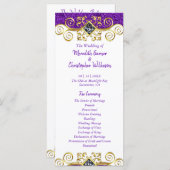 Paars Glitter Gold Gemstone Wedding Programme Programmakaart (Voorkant / Achterkant)