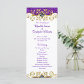 Paars Glitter Gold Gemstone Wedding Programme Programmakaart (Staand voorkant)