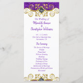 Paars Glitter Gold Gemstone Wedding Programme Programmakaart (Voorkant)