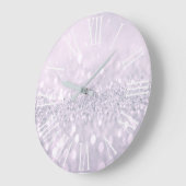 Paars Glitter Gray Metallic Silver Roman Number Grote Klok (Hoek)