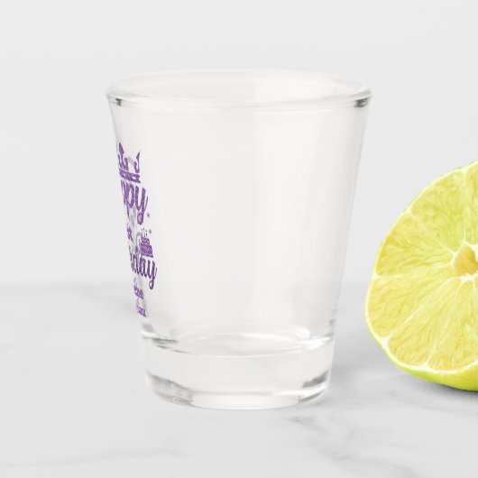 Paars Glitter "Happy Birthday" heet glas (Rechts)