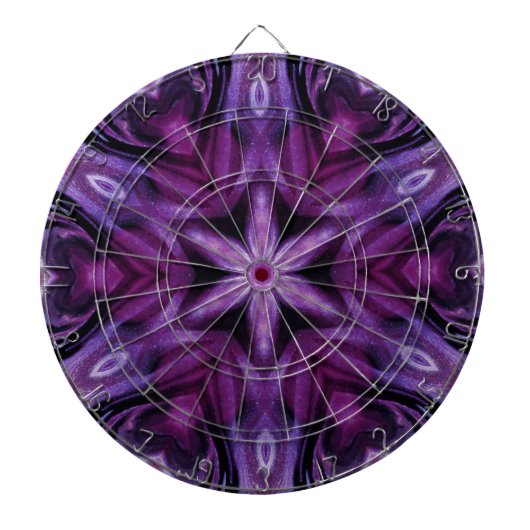 Paars Glitter Heart & Flower Kaleidoscope Pattern Dartbord (Voorkant)