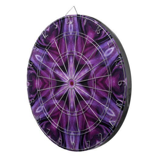 Paars Glitter Heart & Flower Kaleidoscope Pattern Dartbord (Voorkant Rechts)