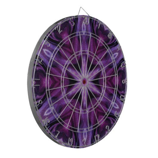 Paars Glitter Heart & Flower Kaleidoscope Pattern Dartbord (Voorkant Links)