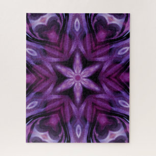 Paars Glitter Heart & Flower Kaleidoscope Pattern Legpuzzel