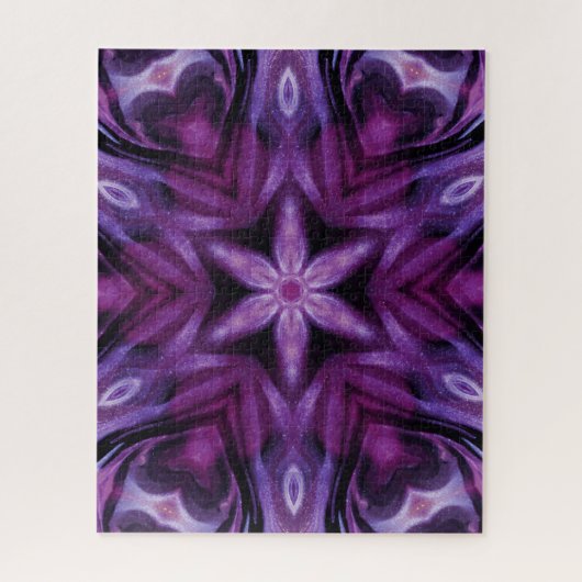 Paars Glitter Heart & Flower Kaleidoscope Pattern Legpuzzel (Verticaal)