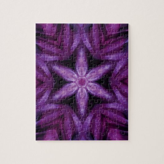 Paars Glitter Heart & Flower Kaleidoscope Pattern Legpuzzel (Verticaal)