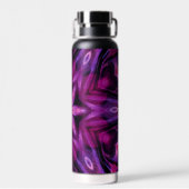 Paars Glitter Heart & Flower Kaleidoscope Pattern Waterfles (Achterkant)