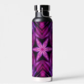 Paars Glitter Heart & Flower Kaleidoscope Pattern Waterfles (Links)