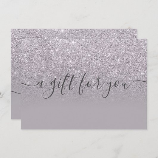 Paars glitter lavender ombre gift certificate (Voorkant / Achterkant)