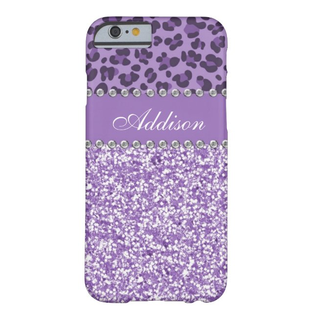 Paars Glitter Leopard Rhinestone Girly Hoesje (Achterkant)