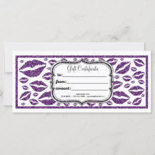 Paars Glitter Lips CUSTOM GIFT-CERTIFICAAT