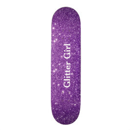 Paars Glitter Meisje Laat Je Glamour Fonkeling Zie Skateboard
