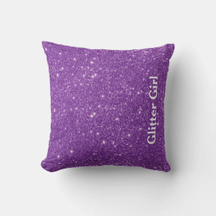 Paars Glitter Meisje Laat Je Glamour Schitteren Kussen