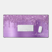 Paars Glitter Monogram Bureaumat (Keyboard & Muis)