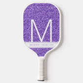Paars Glitter Monogram Initiaal Gepersonaliseerd Pickleball Paddle (Achterkant)
