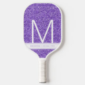 Paars Glitter Monogram Initiaal Gepersonaliseerd Pickleball Paddle (Voorkant)