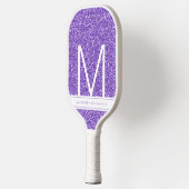 Paars Glitter Monogram Initiaal Gepersonaliseerd Pickleball Paddle (Links)