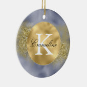 Paars Glitter Monogram Keramisch Ornament (Rechts)