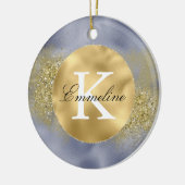 Paars Glitter Monogram Keramisch Ornament (Links)