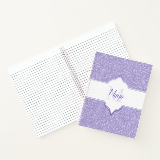 Paars Glitter Monogram Notitieboek (Binnen)