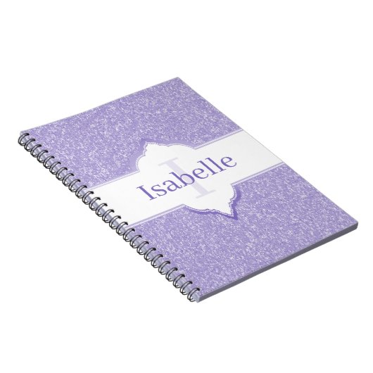 Paars Glitter Monogram Notitieboek (Rechterzijde)