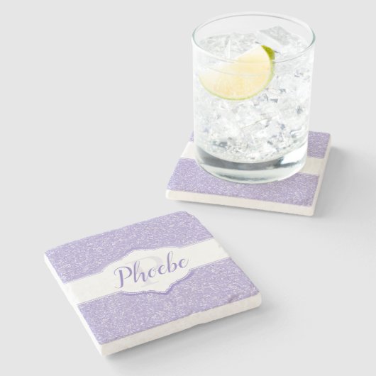 Paars Glitter Monogram Onderzetter (Zijkant)