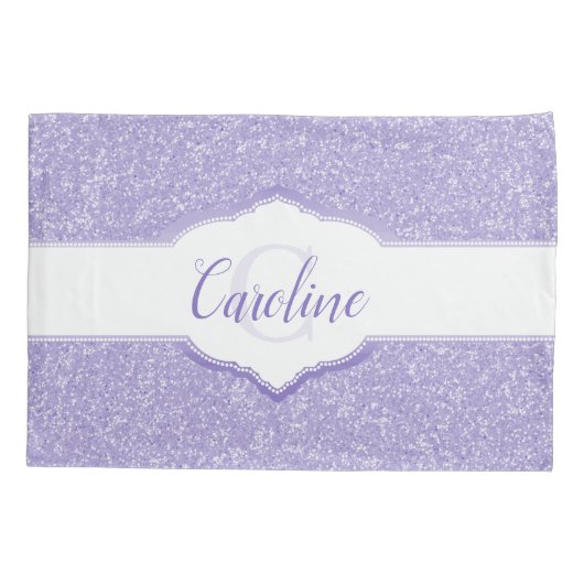 Paars Glitter Monogram Pillow Hoesje Kussensloop (Achterkant)