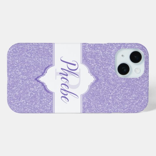 Paars Glitter Monogram Samsung Galaxy Hoesje (Achterkant (horizontaal))