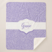 Paars Glitter Monogram Sherpa Blanket Deken (Voorkant)