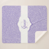Paars Glitter Monogram Sherpa Blanket Deken (Voorkant (horizontaal))
