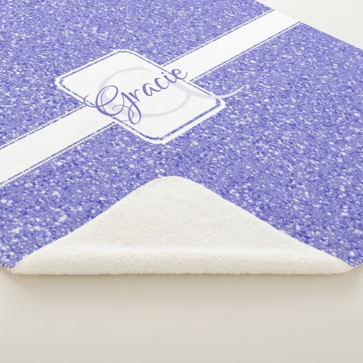 Paars Glitter Monogram Sherpa Blanket Deken (3/4)