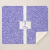 Paars Glitter Monogram Sherpa Blanket Deken (Voorkant (horizontaal))