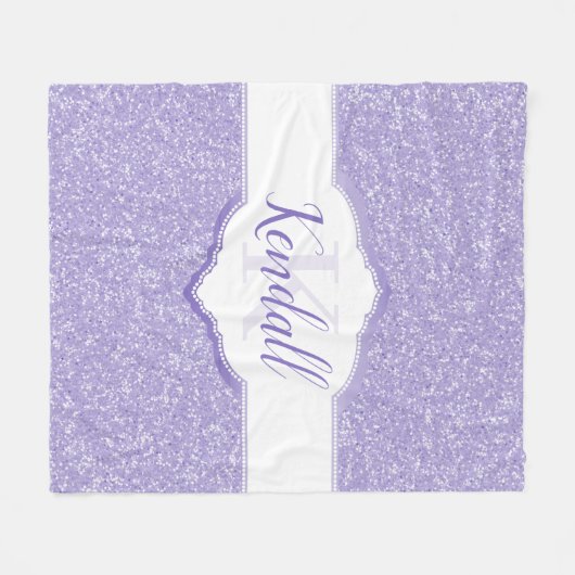 Paars Glitter Monogram Throw Blanket Fleece Deken (Voorkant (Horizontaal))
